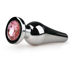 Easytoys - Anale plug zilver kegelvormig met siersteen in roze 1 St
