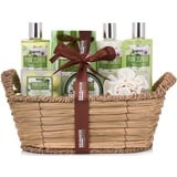 BRUBAKER Cosmetics Bade- und Dusch Set Aloe Vera - 11-teiliges Geschenkset im Flechtkorb