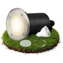 SSC-LUXon Bodeneinbaustrahler Aluminium rund IP67 inkl. LED GU10 3W befahrbar silber