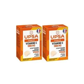 Vitamine C UPSA 1000 mg - 20 comprimés effervescents Adulte Complément alimentaire, goût orange Fatigue passagère et défenses immunitaires 2x20 pc(s)