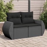 Festnight Polyrattan Gartenmöbel Sofa mit Stauraum 2 Sitzer-Gartensofa Gartenbank mit Auflagen Balkon Sofa Gartensofa Balkonmöbel Gartenmöbel Balkonbank Schwarz