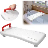 XMTECH Badewannensitz Senioren Badewannenbrett zum Sitzen mit Ergonomisch Geformte Griff, rutschfest Kunststoff Badewanne Brett Duschbrett für Badewanne Badezimmer, mit Rot Griff