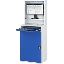 Rau Computer-Schrank Stahl 650x520x1770mm blau mit 1 Flügeltür und Monitorgehäuse