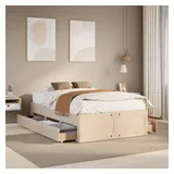vidaXL Massivholzbett ohne Matratze mit Schubladen 135x190 cm