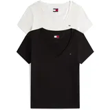 Tommy Hilfiger Tommy Jeans T-Shirt TJW 2PACK V-NECK TEE (Packung, 2-tlg., 2-er Pack) mit Logostickerei schwarz M (38)