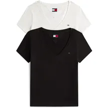Tommy Hilfiger Tommy Jeans T-Shirt TJW 2PACK V-NECK TEE (Packung, 2-tlg., 2-er Pack) mit Logostickerei schwarz M (38)
