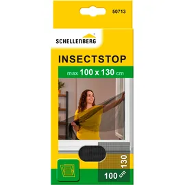 Schellenberg Fliegengitter für Fenster Insektenschutz und Mückenschutz inkl. Klebestreifen, ohne Bohren, 100 x 130 cm, anthrazit
