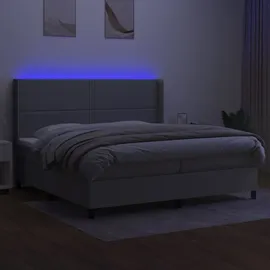vidaXL Boxspringbett mit Matratze & LED Hellgrau 200x200 cm Stoff