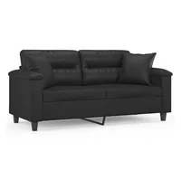 vidaXL 2-Sitzer-Sofa mit Zierkissen Schwarz 140 cm Kunstleder