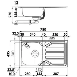 Naber Einbauspülen-Set Nava 2 Edelstahl mit Küchenarmatur Drive 1 Chrom Hochdruck - Weiß