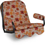 Angerer Freizeitmöbel GmbH Hollywoodschaukel Auflage 1-Sitzer - passend für viele 1-Sitzer Hollywoodschaukeln - Schaukelauflage Made in Germany (Beige-Rot-Orange geblümt)