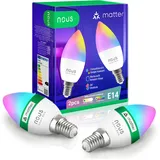 Nous P4 Smarte WLAN Glühbirne E14, RGB LED, Alexa kompatibel, 16M Farben, 9W, 25.000h Lebensdauer