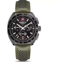 SWISS MILITARY HANOWA - DEFENDER - Chronograph - Lederarmband - black dial