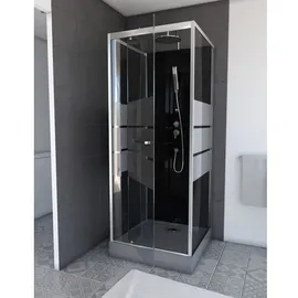 Marwell Dusy Komplettdusche 70 x 225 cm Duschwanne Schwarz/Silber Sicherheitsglas