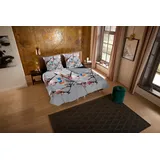 Muller Textil Yule Blumen Grau 135 x 200 cm + 2 x 80 x 80 cm