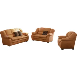 Cotta Polstergarnitur COTTA "Casino, Sofa Set, 3-2-1 Sitzer, Wohnzimmer Garnitur", braun (amber), H:88cm T:92cm, 100% Echtleder, Sitzmöbel-Sets, Sessel, 2-Sitzer, 2,5-Sitzer, hohe Rückenlehne