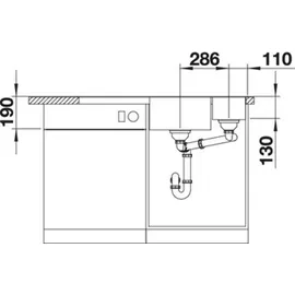 Blanco Axia III 6 S rechts anthrazit + Excenterbetätigung + InFino + Glasschneidbrett