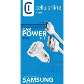 Cellular Line Cellularline KFZ-Lader-Set 15W USB Type-A inkl. Kabel für Samsung, weiß (60069) - Weiß