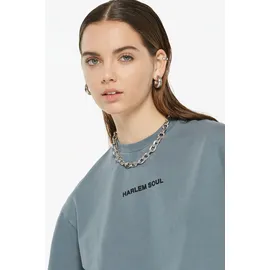 Harlem Soul HARLEM SOUL, Damen, Gr. XXL, blau (fog blau), Single Jersey, Material: 100% Baumwolle, bedruckt, regular fit normal, Rundhals, eingesetzt gerader Abschluss, Shirts Rundhalsshirt, aus Baumwolle