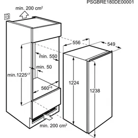 AEG OAB7N12EF Einbaukühlschrank (122 l, 1224 mm hoch)
