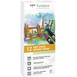 Tombow ABT Dual Brush Pen, Pastel Colors, 12er Set, Stifte mit zwei Spitzen, perfekt fürs Hand-Lettering und Bullet Journal, wasservermalbar [ABT-12P-2]