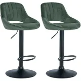 CLP 2er Set Barhocker Milet Samt grün/Metall matt schwarz