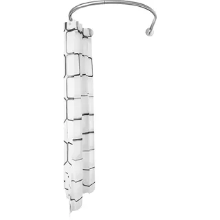 HuKaiL Duschstange Ohne Bohren, Dehnbar Duschvorhangstange U Form Edelstahl mit 80-130cm Einstellungslänge und 20kg Tragfähigkeit, Eck-Duschvorhangstange mit 3*2m Duschvorhang für Badezimmer, Balkone