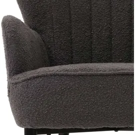 Mendler Lounge-Sessel HWC-K37 Bouclé 75 x 80 x 75 cm dunkelgrau mit Kissen