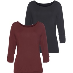3/4-Arm-Shirt VIVANCE Gr. 36/38, farblos (beere, navy) Damen Shirts Jersey mit modischen Manschetten und goldfarbenen Knöpfen