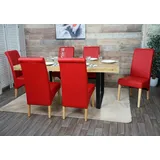 Mendler 6x Esszimmerstuhl Lehnstuhl Stuhl M37 ~ Kunstleder matt, rot, helle Füße