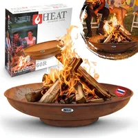 HEAT Outdoor Living Feuerschale 60 cm Ø Rost - BBQ Feuerschalen für den Garten - Feuerstelle Outdoor & Feuertonne - Feuerkorb für den Garten - Feuerschale Klein aus Stahl - 60x60x16cm