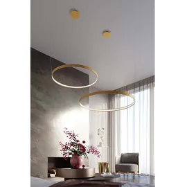 Sollux Lighting Pendelleuchte Wohnzimmerlampe Hängelampe Deckenleuchte Gold LED 30W 4000K D 55 cm