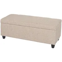 Mendler Aufbewahrungs-Truhe Kriens, Sitzbank Bank, Stoff/Textil, 45x114x45cm ~ beige