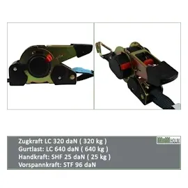 Trutzholm 4 er Set Automatik Ratschenspanngurt Zurrgurt 3m x 25mm 320/640 daN selbstaufrollend mit Spitzhaken