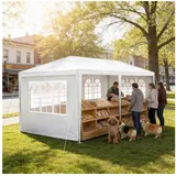 FIVMEN Pavillon Gartenpavillon Partyzelt 3x3/3x6/3x9m Festzelt Bierzelt, mit Seitenwänden Fenster Outdoor Gartenzelt für Party 300 cm x 600 cm