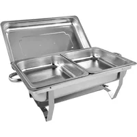 Cheffinger Zweikammer-Plattenwärmer aus Edelstahl, Speisewärmer, Silber