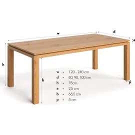 danzz Klassischer Verge-Tisch 80 x 80 x 200 cm braun