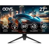 Odys i27-Q-180 - 27 Zoll Gaming Monitor (69 cm Bildschirm, WQHD, 2.560x1.440 Pixel, 180 Hz, 1ms Reaktionszeit (MPRT), Fast IPS Panel, FreeSync, HDMI, Display Port, 3,5mm Kopfhöreranschluss)