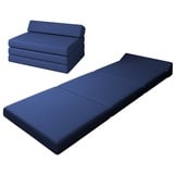 Klappmatratze Premium Klappmatratze mit Kopfteil, sunnypillow, 120x220x10cm Blau, 4-teilige Faltmatratze mit abnehmbarem Bezug blau