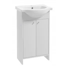 DEFTRANS Badezimmerschrank mit Waschbecken 50 cm stehend weiß Diana - Weiß