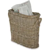 Loberon Korb Numenar, hochwertige Handarbeit, dezentes Antik-Finish, stabiles Geflecht, Aufbewahrung, Zeitungshalter, Rattan, antikbraun