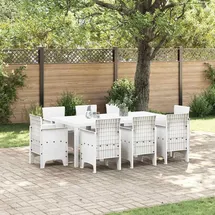 vidaXL Garten Essgruppe 9-tlg. Weiß