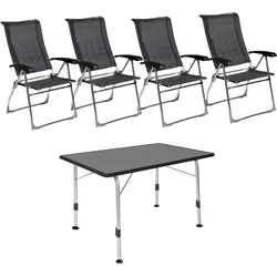 DUKDALF Stuhl Aspen anthrazit 4er-Set & Tisch STABILIC III 115x70 cm anthrazit