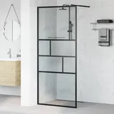 vidaXL Walk-in Duschwand Schwarz 90 x 195 x 0,5 cm Glas und Aluminium