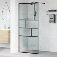 vidaXL Walk-in Duschwand Schwarz 90 x 195 x 0,5 cm Glas und Aluminium