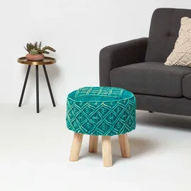 Homescapes Hocker Makramee 41 x 43 x 41 cm Grün