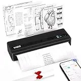 vretti PB821 Mobiler Drucker, Tragbare Thermodrucker unterstützt das Bedrucken von A4-Thermopapier,Bluetooth Thermodrucker unterstützt iOS und Android,Schwarz