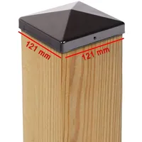 2x PFOSTENKAPPE PYRAMIDE STAHL SCHWARZ PULVERBESCHICHTET 121 x 121 MM