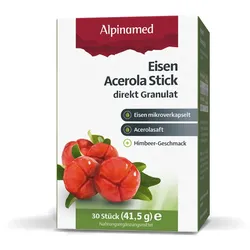 Alpinamed® Eisen Acerola Sticks unterstützen bei Eisenmangel und Mehrbedarf, ab 10 Jahren geeignet, vegan