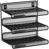 Relaxdays Briefablagen-System schwarz, 3 Fächer